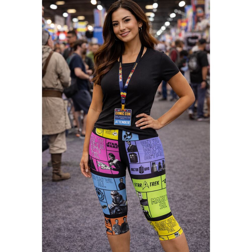 Sci Fi Capri Leggings Women’s L Star Wars Trek Doctor Who AOP